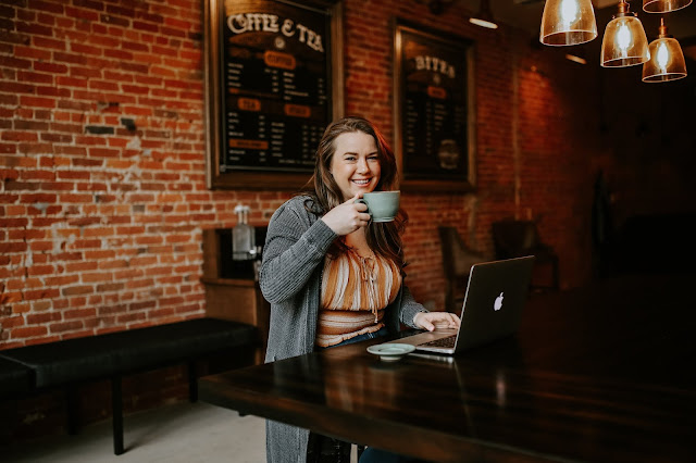 Maddy drinking coffee